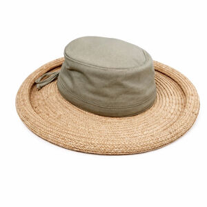 Scala Collection Wide Brim Sun Hat Olive Packable Drawstring Tie One Size OS